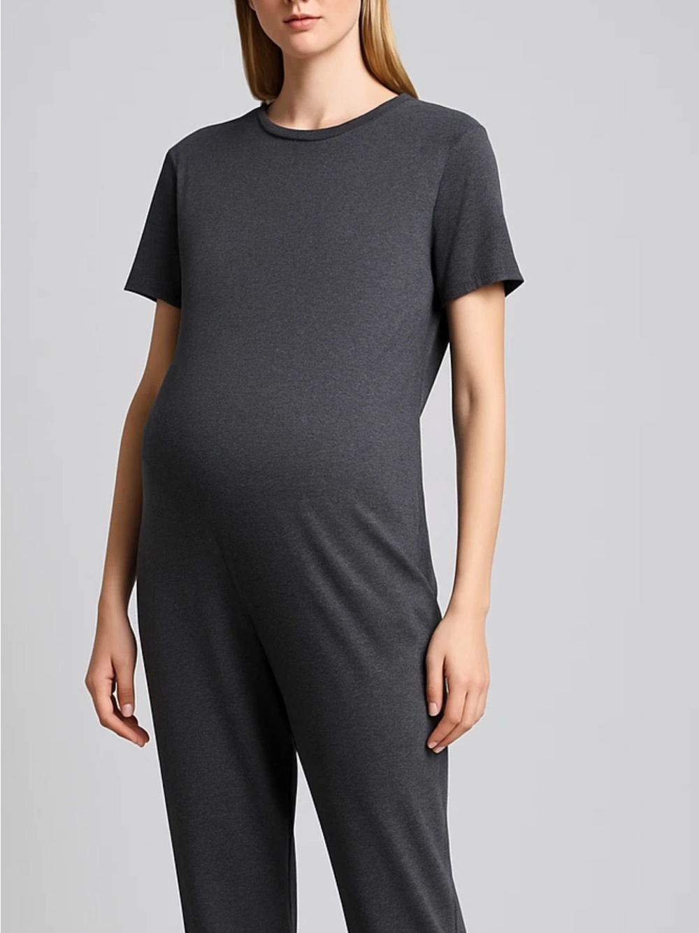 HATCH Women's Walkabout Short Sleeve Maternity Jumper Tapered Gray Size 1